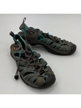 Keen Whisper Womens Hiking Sandals Size 8.5 Gray & Teal Waterproof Adjustable St